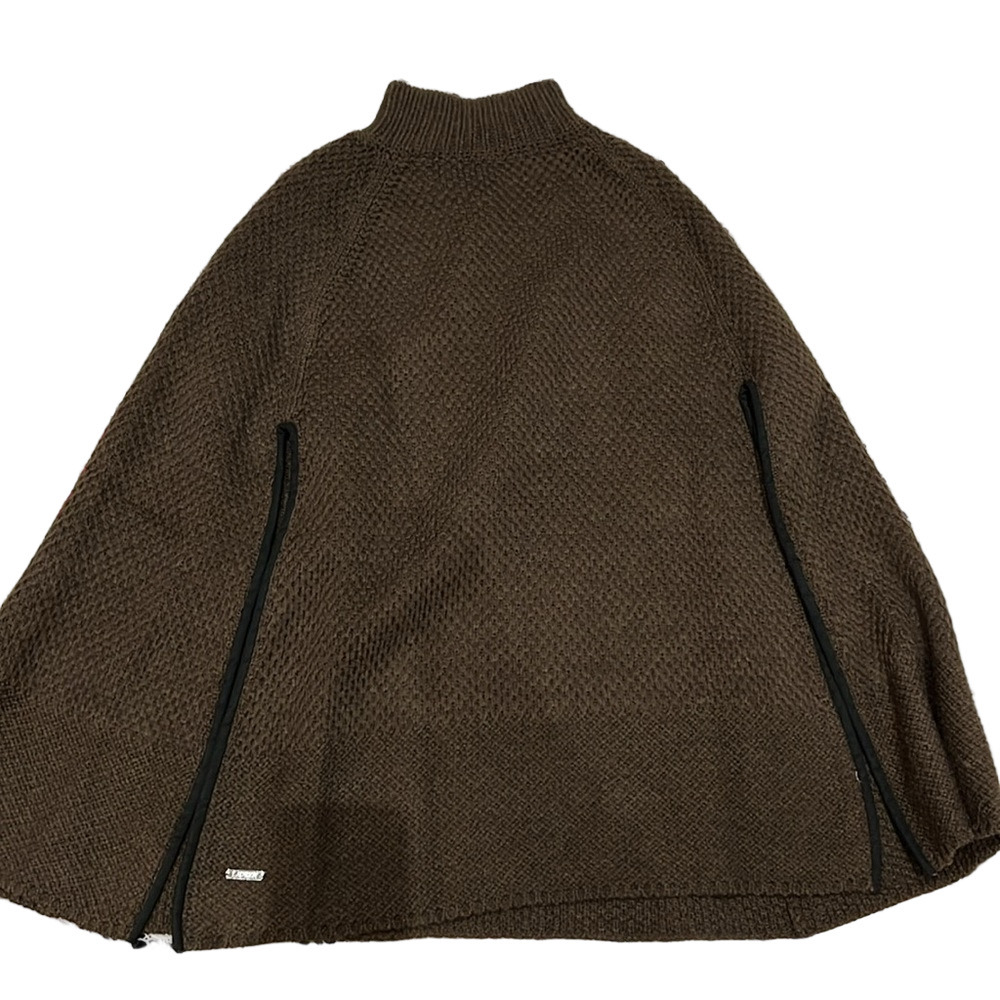 LAUREN Ralph Lauren Brown Wool Blend Poncho with slits at front for arms